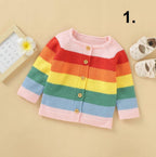 Color Striped Buttoned Cardigan (4 Colors)