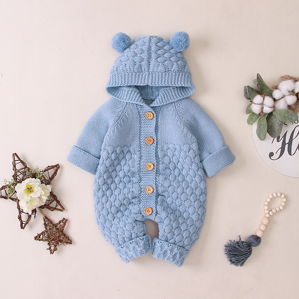 Knitted Pom Pom Romper (Multiple Colors)
