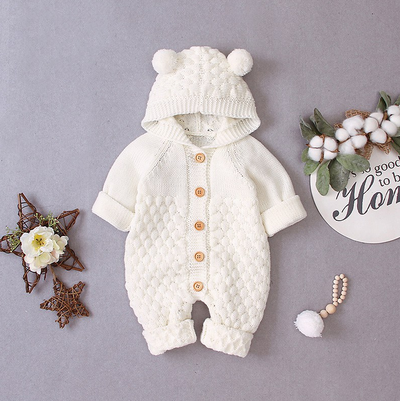 Knitted Pom Pom Romper (Multiple Colors)