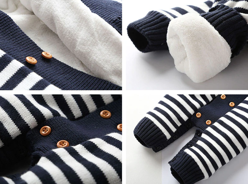 Striped Winter Knitted Romper (Multiple Colors)