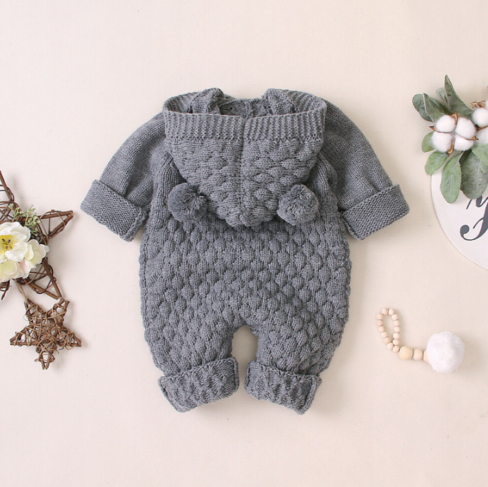 Knitted Pom Pom Romper (Multiple Colors)