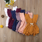 Sleeveless Bow Ruffled Romper (Multiple Colors)