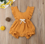 Sleeveless Bow Ruffled Romper (Multiple Colors)