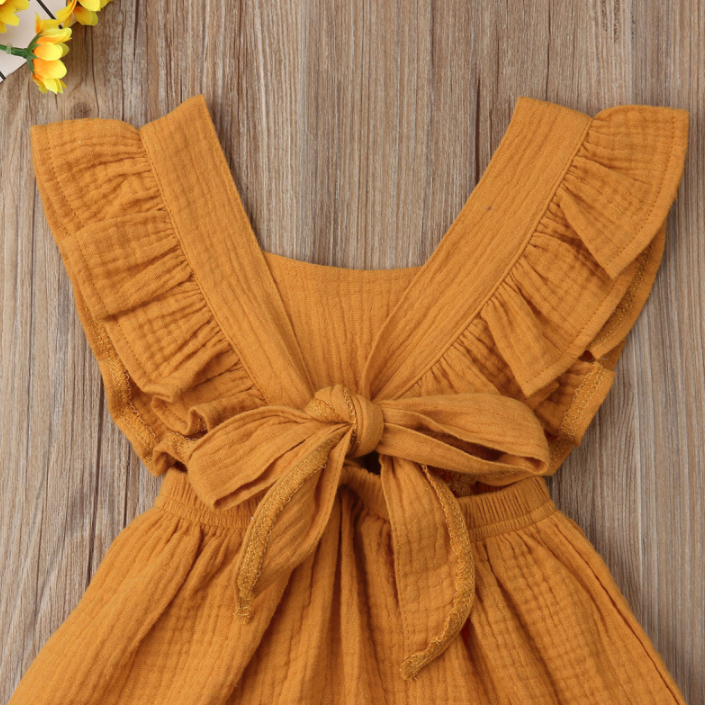 Sleeveless Bow Ruffled Romper (Multiple Colors)