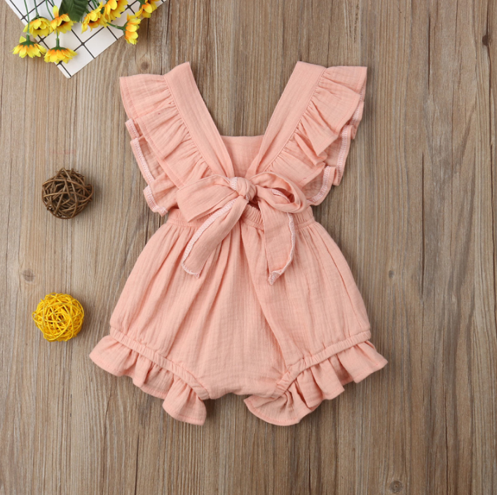 Sleeveless Bow Ruffled Romper (Multiple Colors)