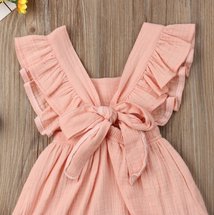 Sleeveless Bow Ruffled Romper (Multiple Colors)