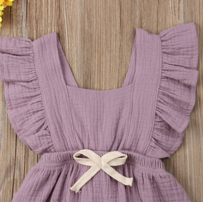 Sleeveless Bow Ruffled Romper (Multiple Colors)