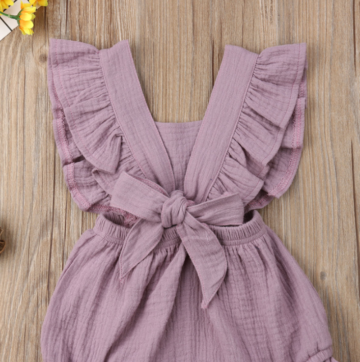 Sleeveless Bow Ruffled Romper (Multiple Colors)