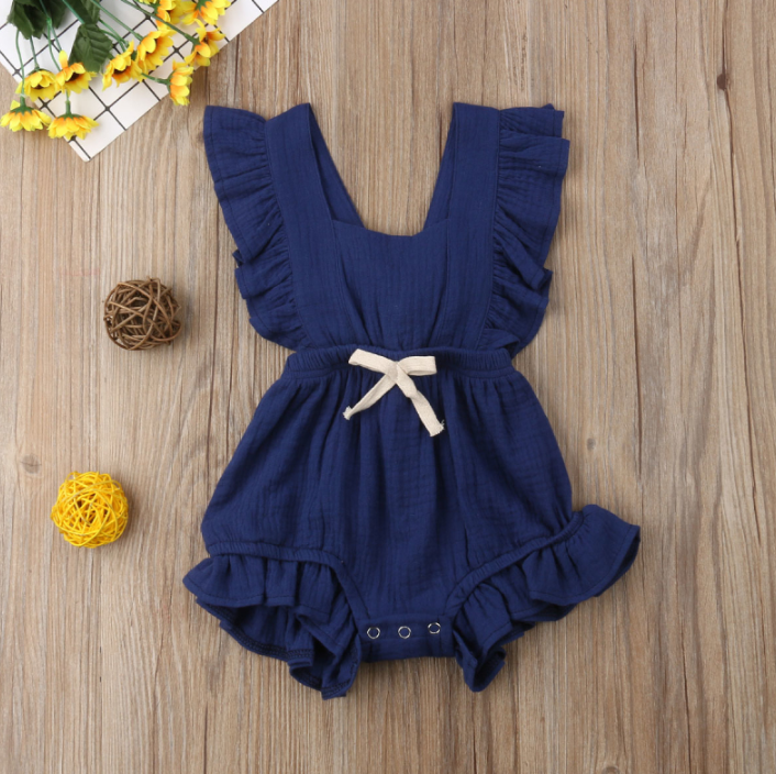 Sleeveless Bow Ruffled Romper (Multiple Colors)