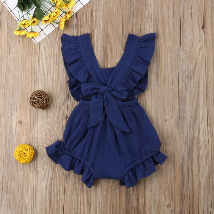 Sleeveless Bow Ruffled Romper (Multiple Colors)