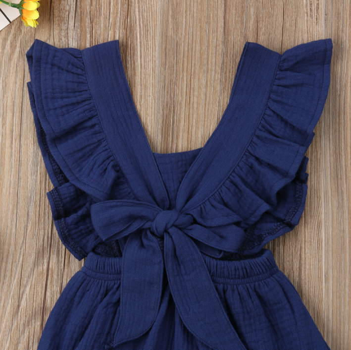 Sleeveless Bow Ruffled Romper (Multiple Colors)