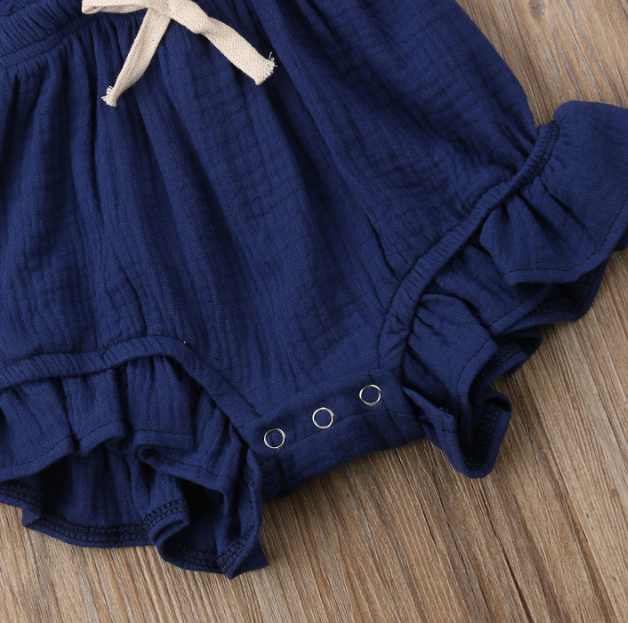 Sleeveless Bow Ruffled Romper (Multiple Colors)