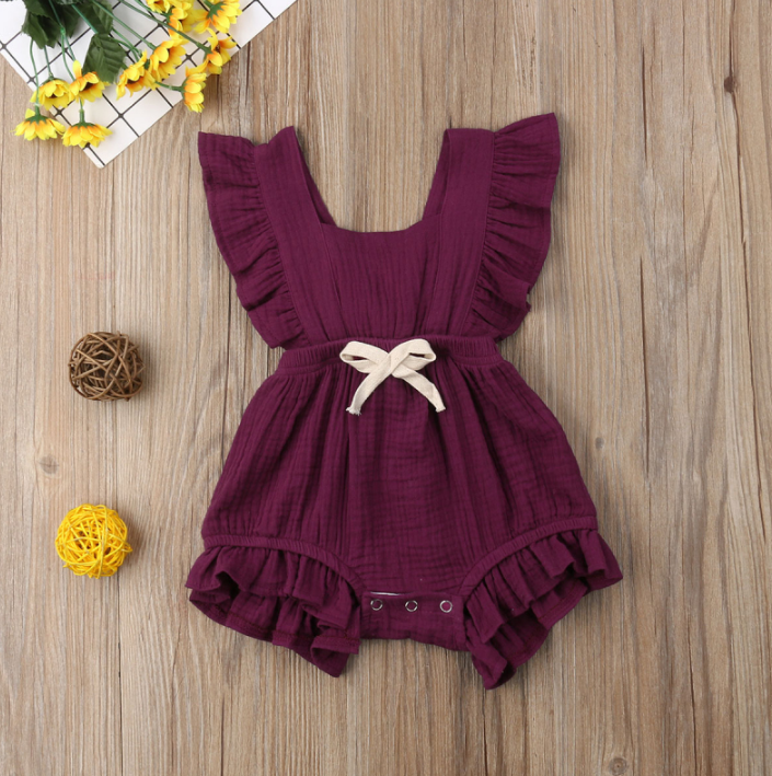 Sleeveless Bow Ruffled Romper (Multiple Colors)
