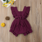 Sleeveless Bow Ruffled Romper (Multiple Colors)