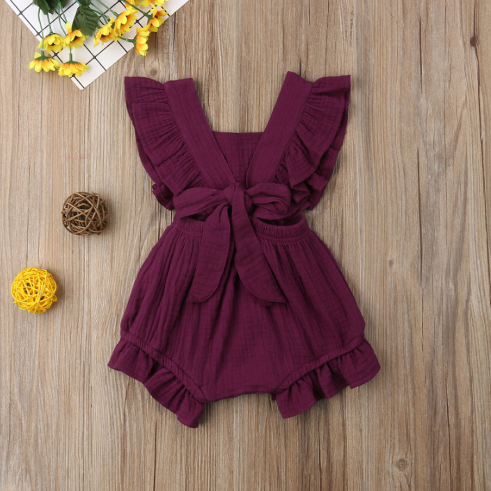 Sleeveless Bow Ruffled Romper (Multiple Colors)
