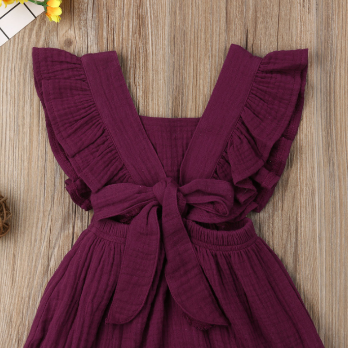 Sleeveless Bow Ruffled Romper (Multiple Colors)