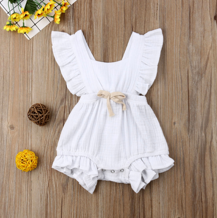 Sleeveless Bow Ruffled Romper (Multiple Colors)