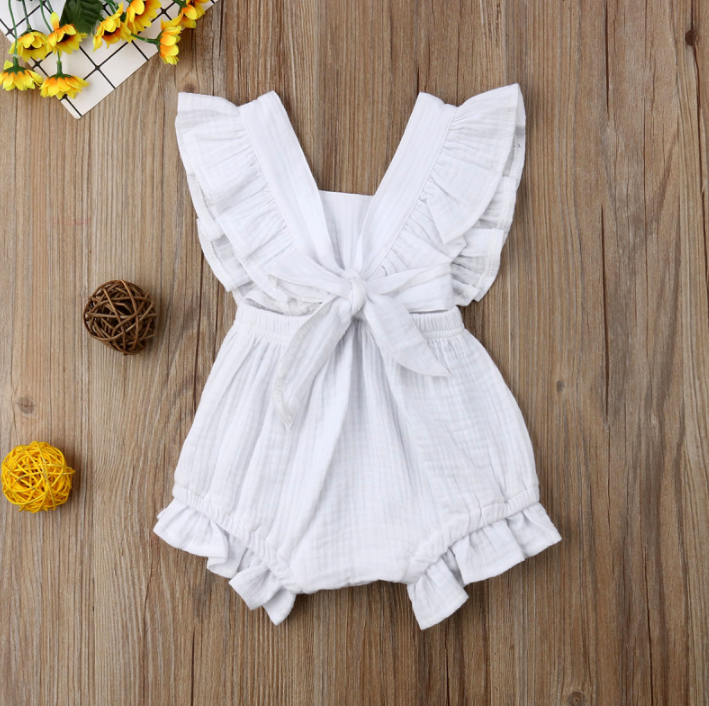 Sleeveless Bow Ruffled Romper (Multiple Colors)