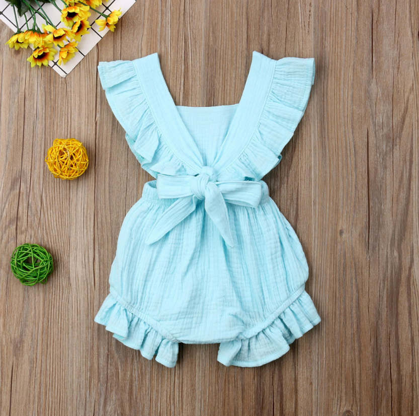 Sleeveless Bow Ruffled Romper (Multiple Colors)