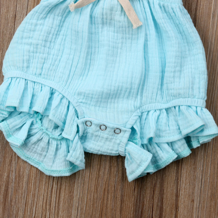 Sleeveless Bow Ruffled Romper (Multiple Colors)