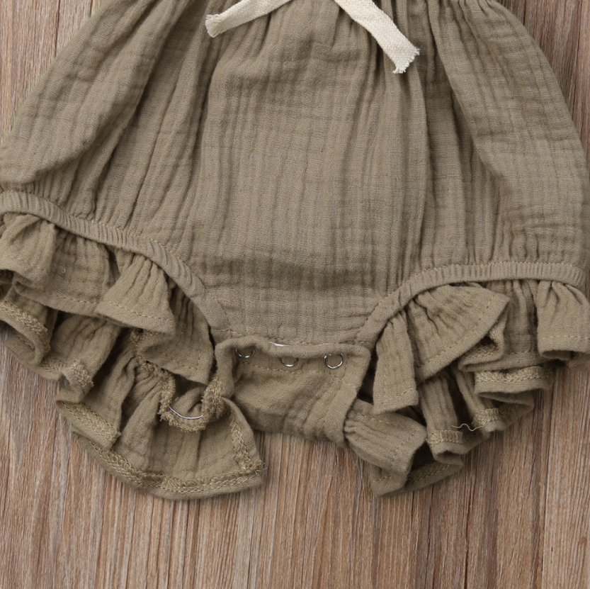 Sleeveless Bow Ruffled Romper (Multiple Colors)