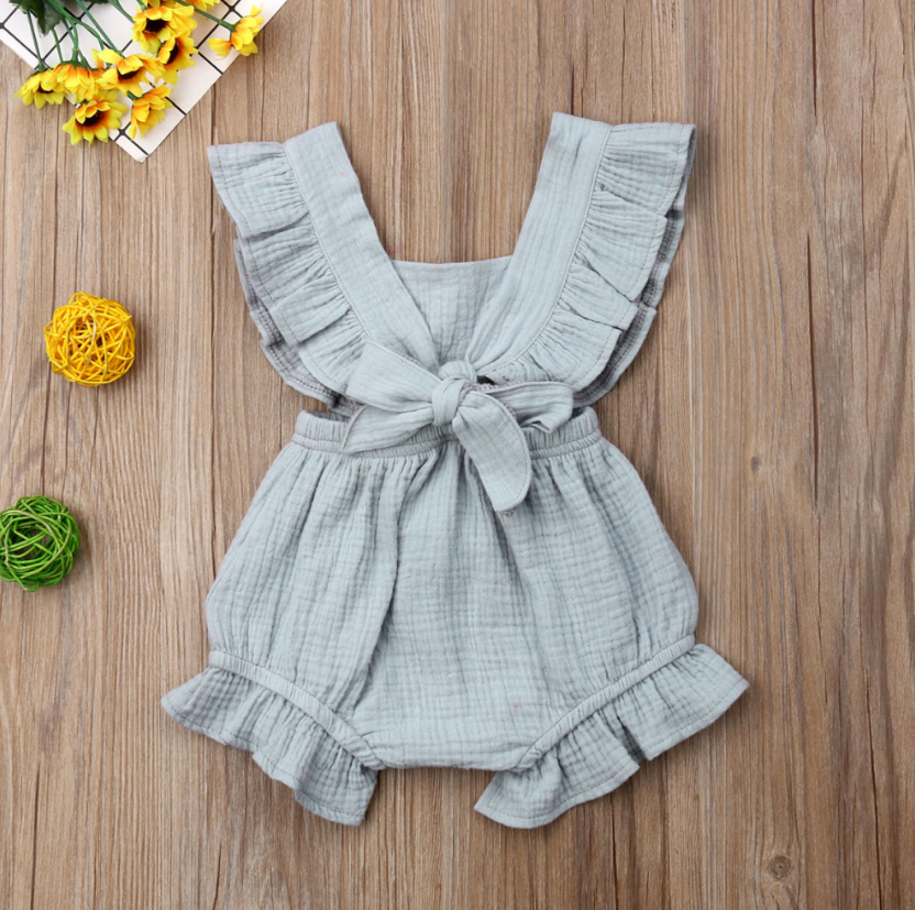 Sleeveless Bow Ruffled Romper (Multiple Colors)