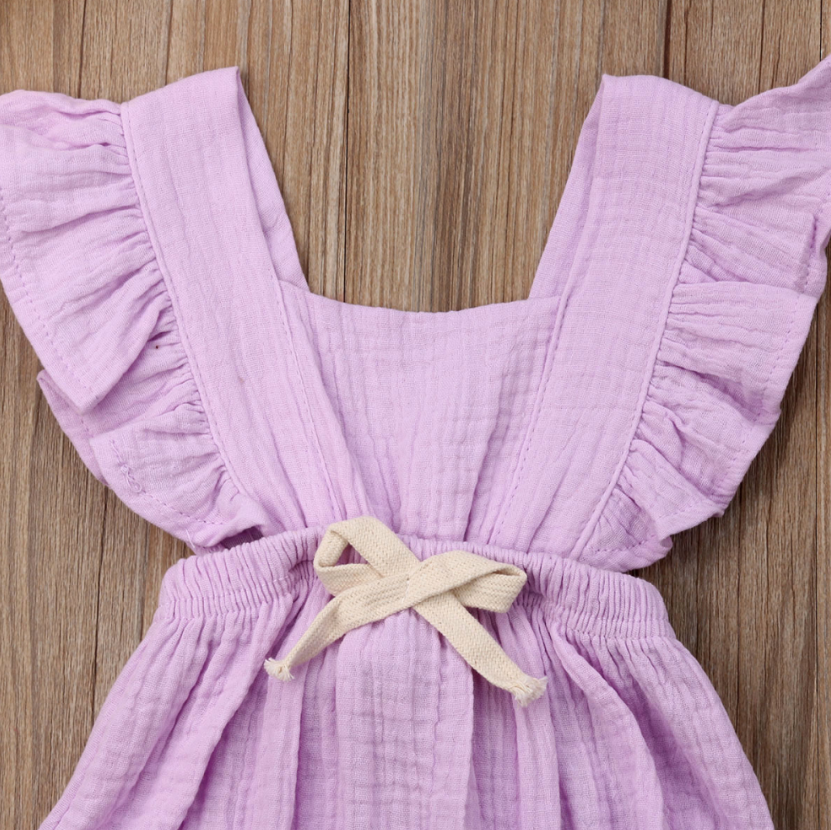 Sleeveless Bow Ruffled Romper (Multiple Colors)