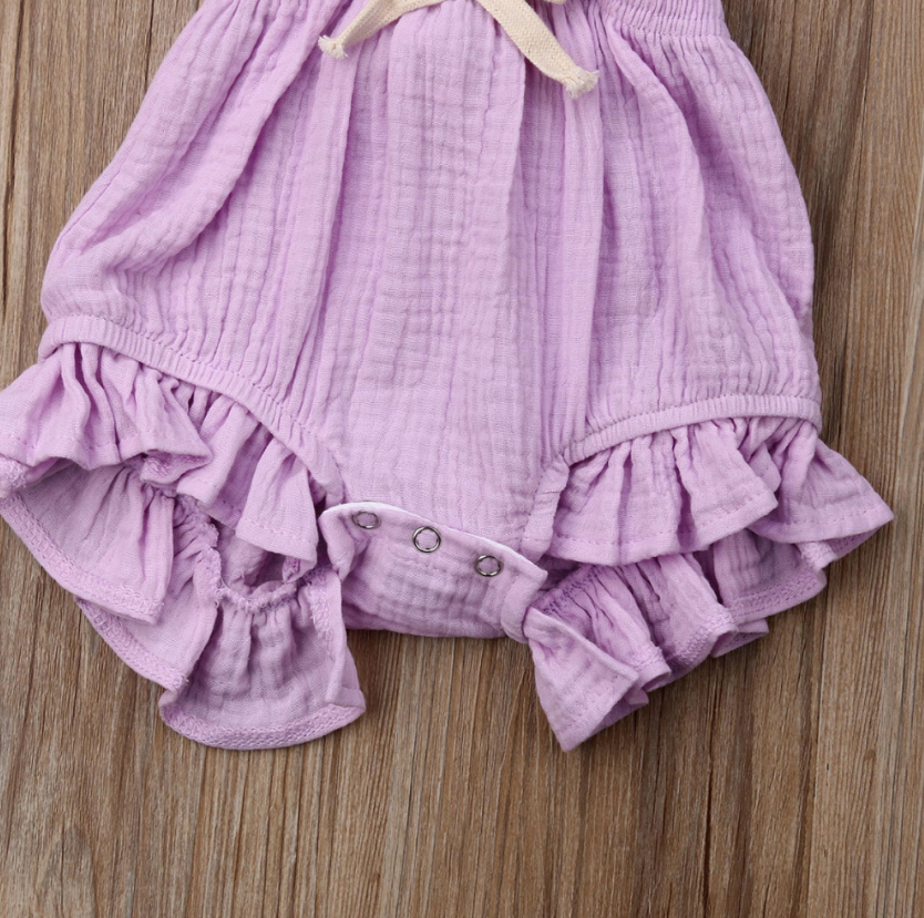 Sleeveless Bow Ruffled Romper (Multiple Colors)