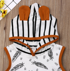 Striped Hooded Top Shorts Outfit