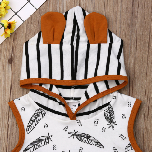 Striped Hooded Top Shorts Outfit