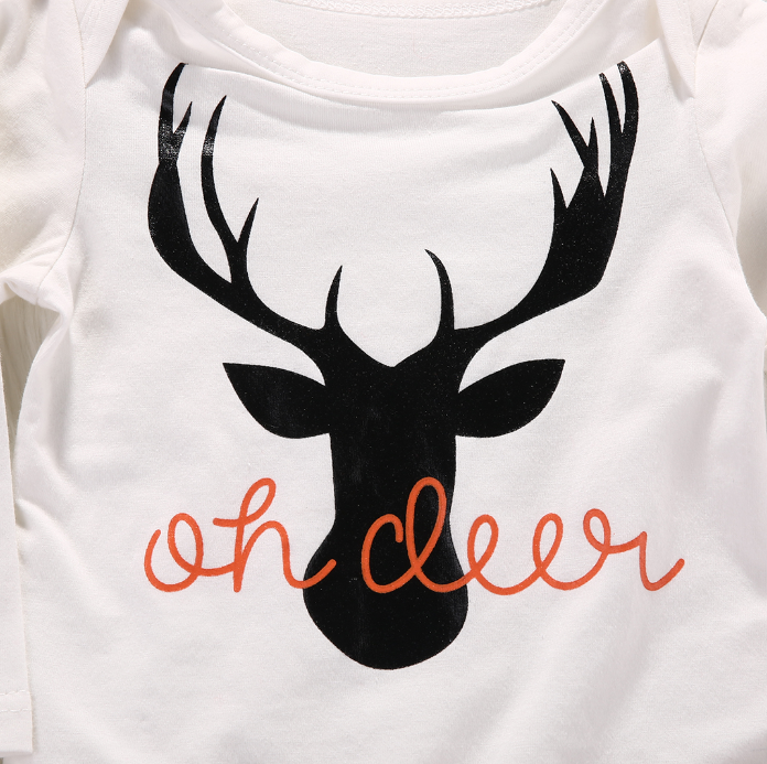 Deer Romper Camouflage Pants Beanie Hat Outfit