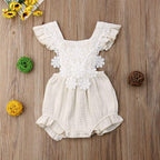 Lace Sleeve Floral Romper