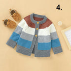 Color Striped Buttoned Cardigan (4 Colors)