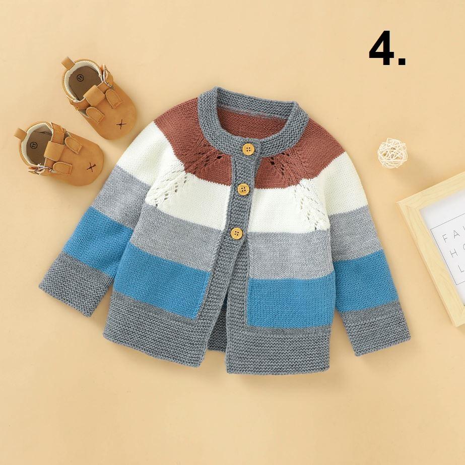 Color Striped Buttoned Cardigan (4 Colors)