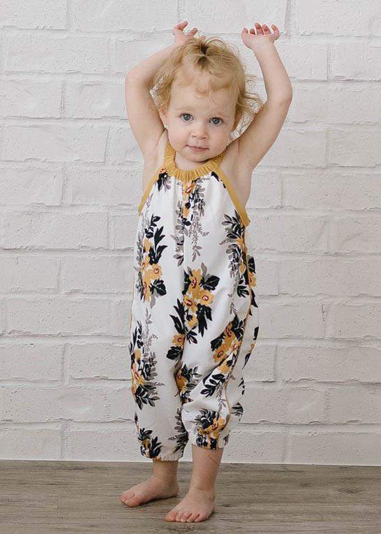 Floral Fall Romper for Baby Girls