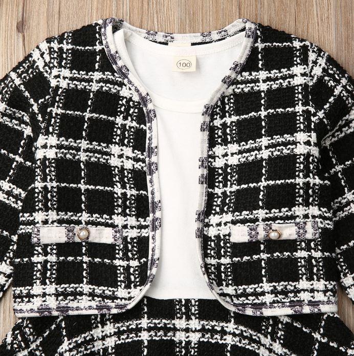 Plaid Dress with Overcoat