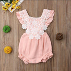 Lace Sleeve Floral Romper