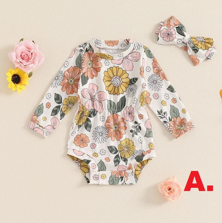 Floral Clara Onesie & Headband