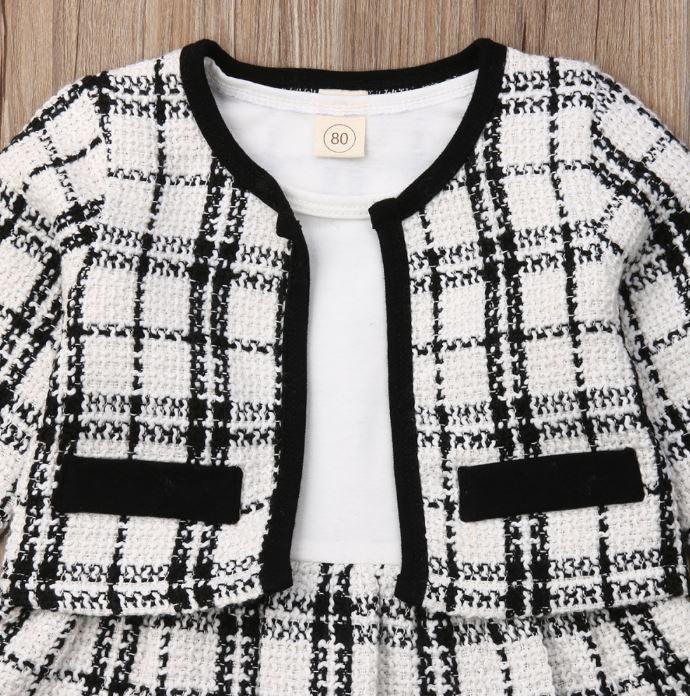 Plaid Dress with Overcoat