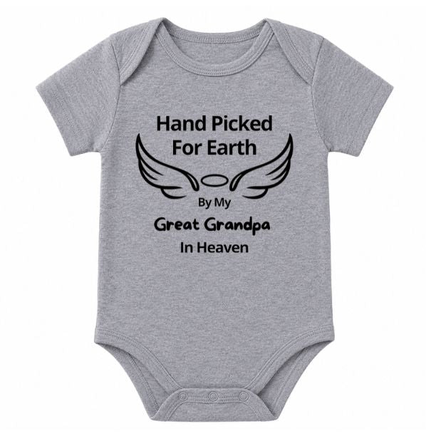 Hand Picked By Great Grandpa Angel Wing Onesie