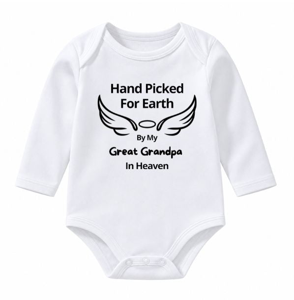 Hand Picked By Great Grandpa Angel Wing Onesie