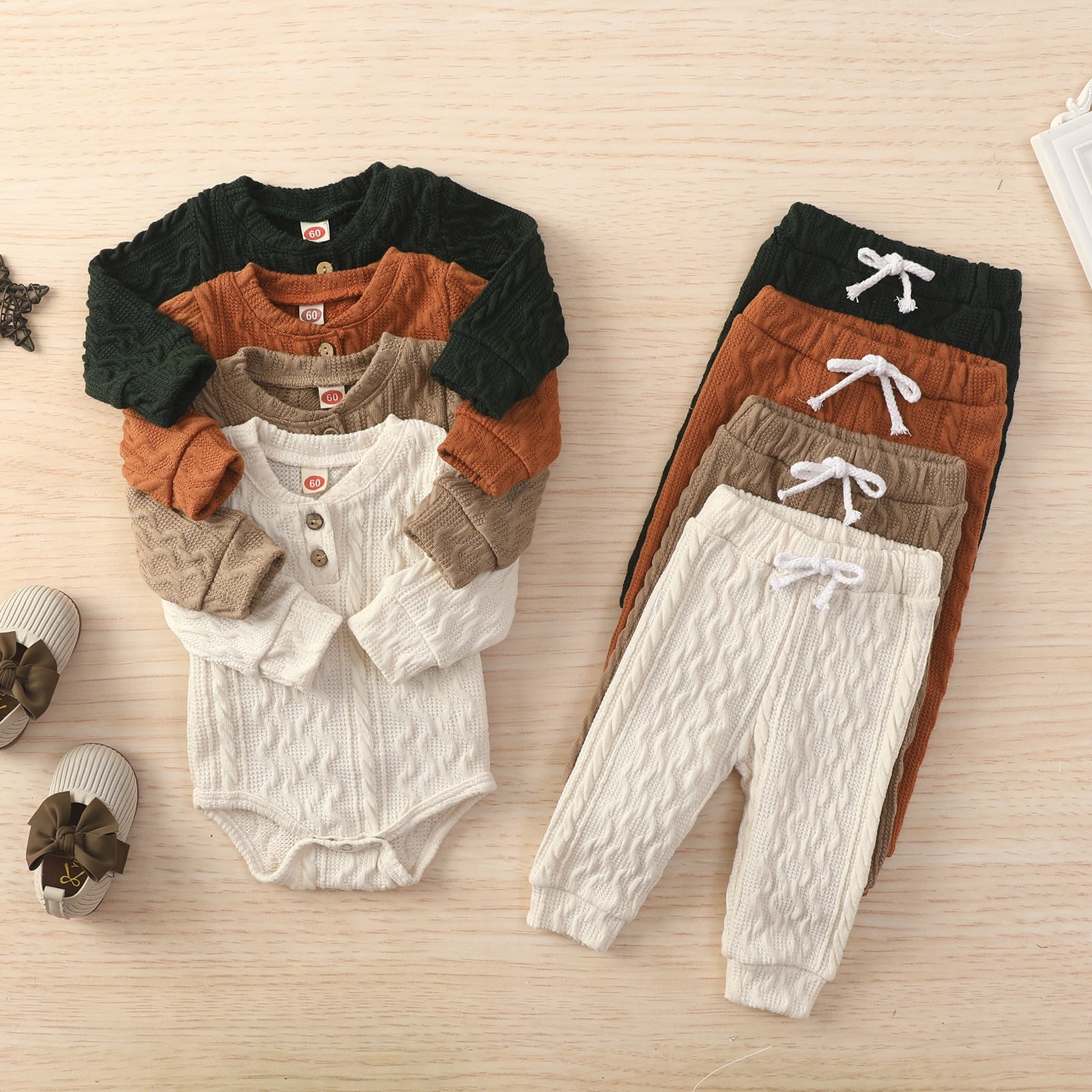 Knitted Twist Onesie & Pants Set