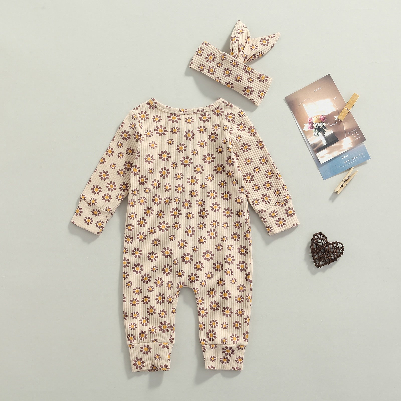 Ribbed Raya Flower Onesie & Bow