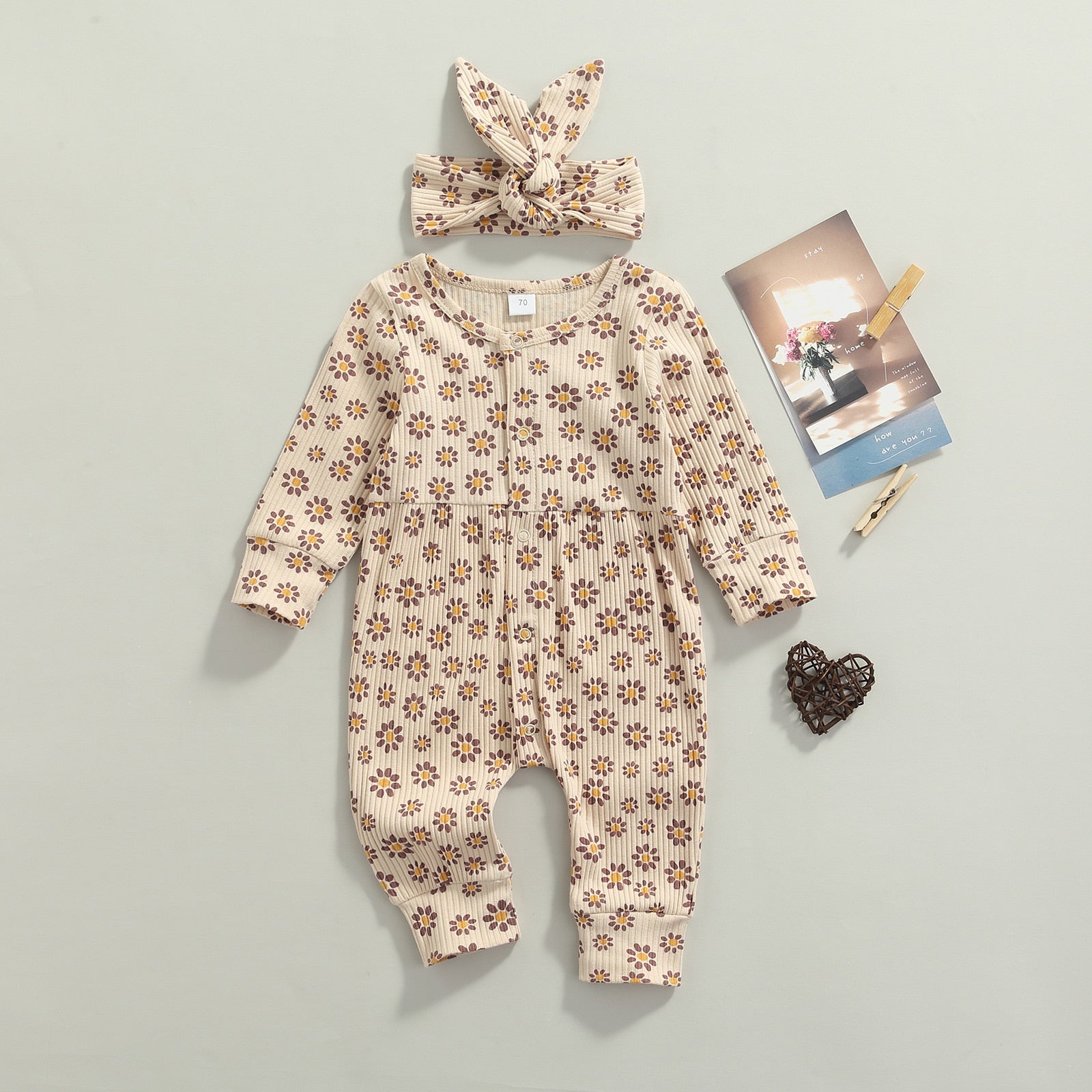 Ribbed Raya Flower Onesie & Bow
