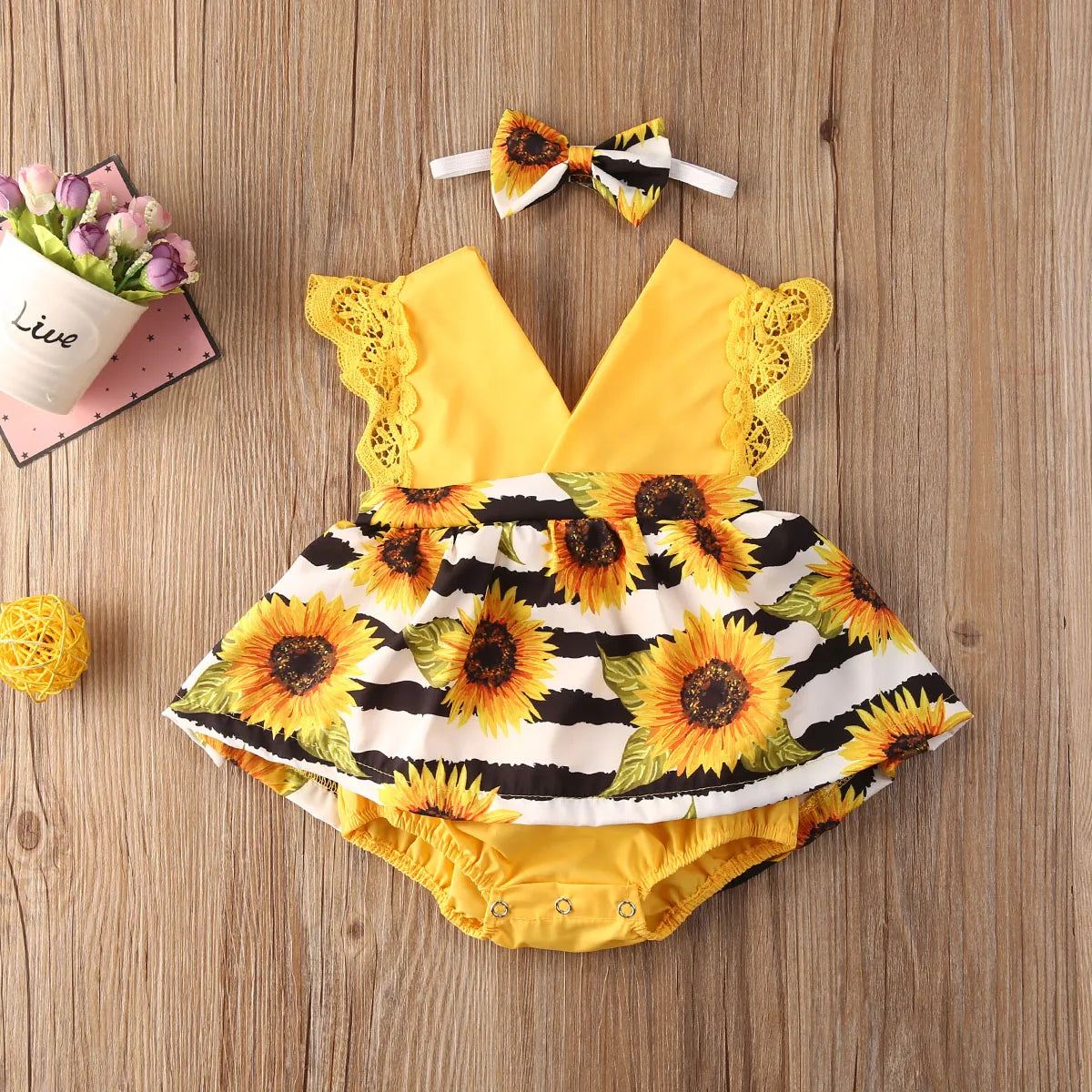 Sunflower Lace Romper