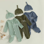 Hello I'm New Here Ribbed Footie Onesie & Hat