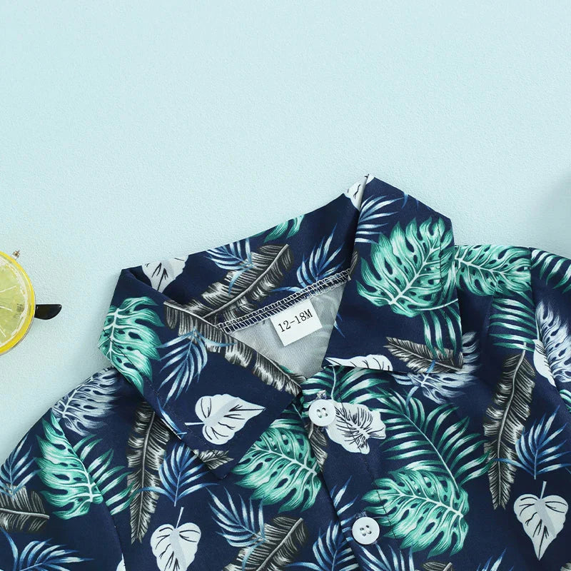 Summer Beach Days Collared Shirt & Shorts