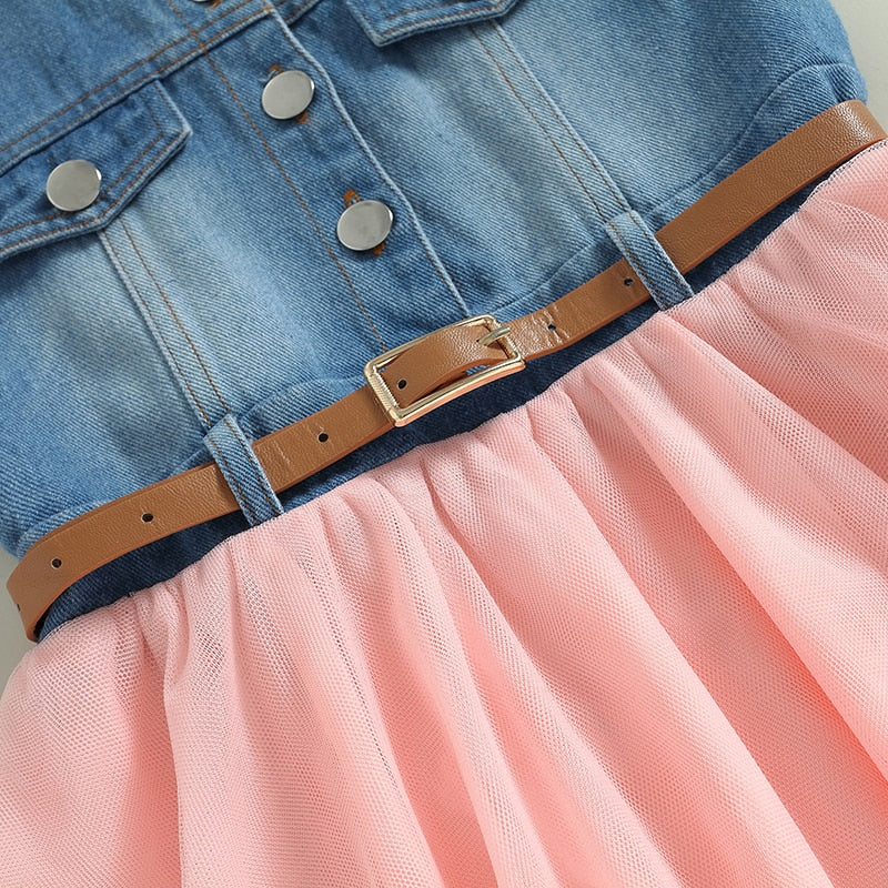 Sleeveless Denim Belt Cowgirl Dress