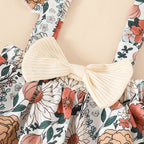 Floral Ruffled Suspender Skirt Outfit