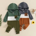 Stripe Color Patch Hooded Romper